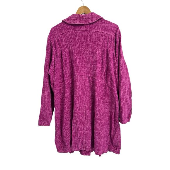 Color Me Cotton CMC Pink Accent Button Swing Coat Ladenlook Textured Coat Large - Picture 2 of 5